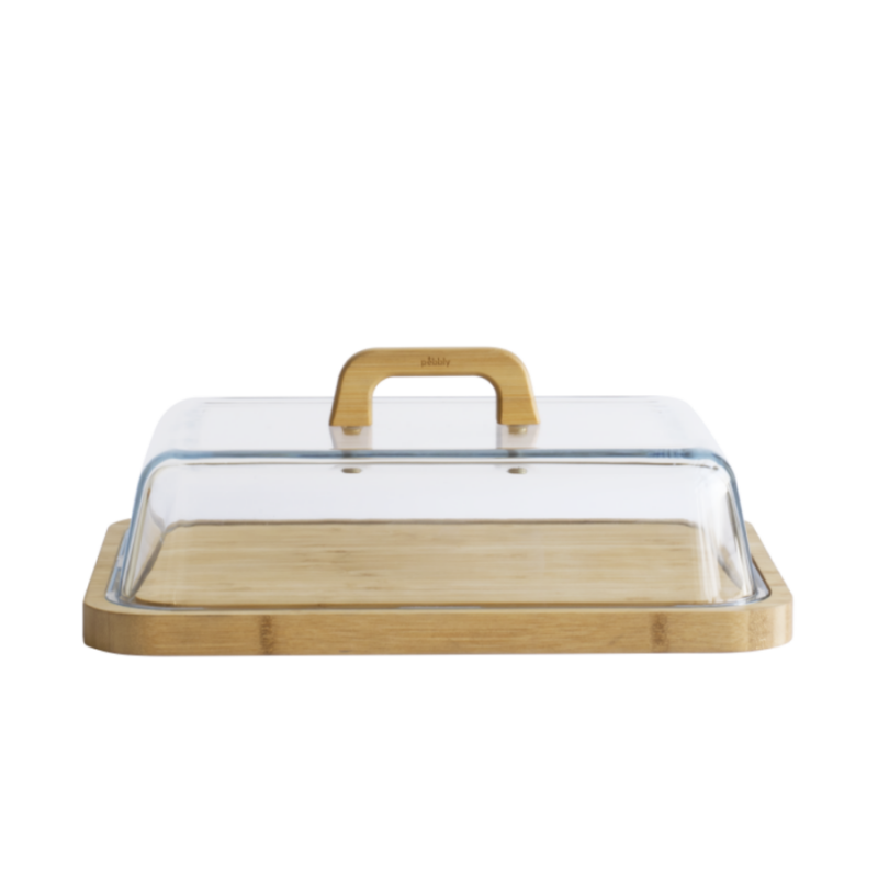 Pebbly Glass and Bamboo Cheese Board