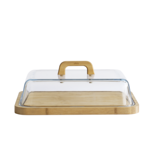 Pebbly Glass and Bamboo Cheese Board