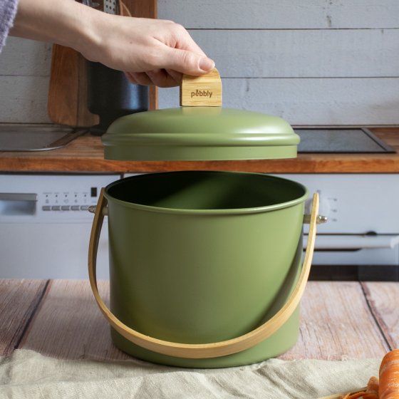 Pebbly Indoor Steel Compost Bucket with Odour Filter (3.5L & 7L)