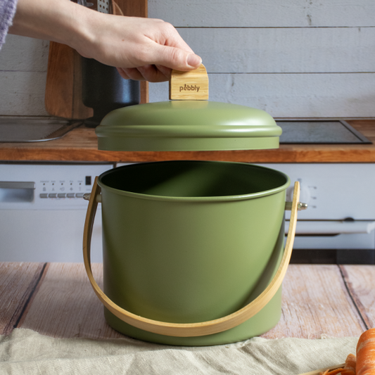 Pebbly Indoor Steel Compost Bucket with Odour Filter (3.5L & 7L)