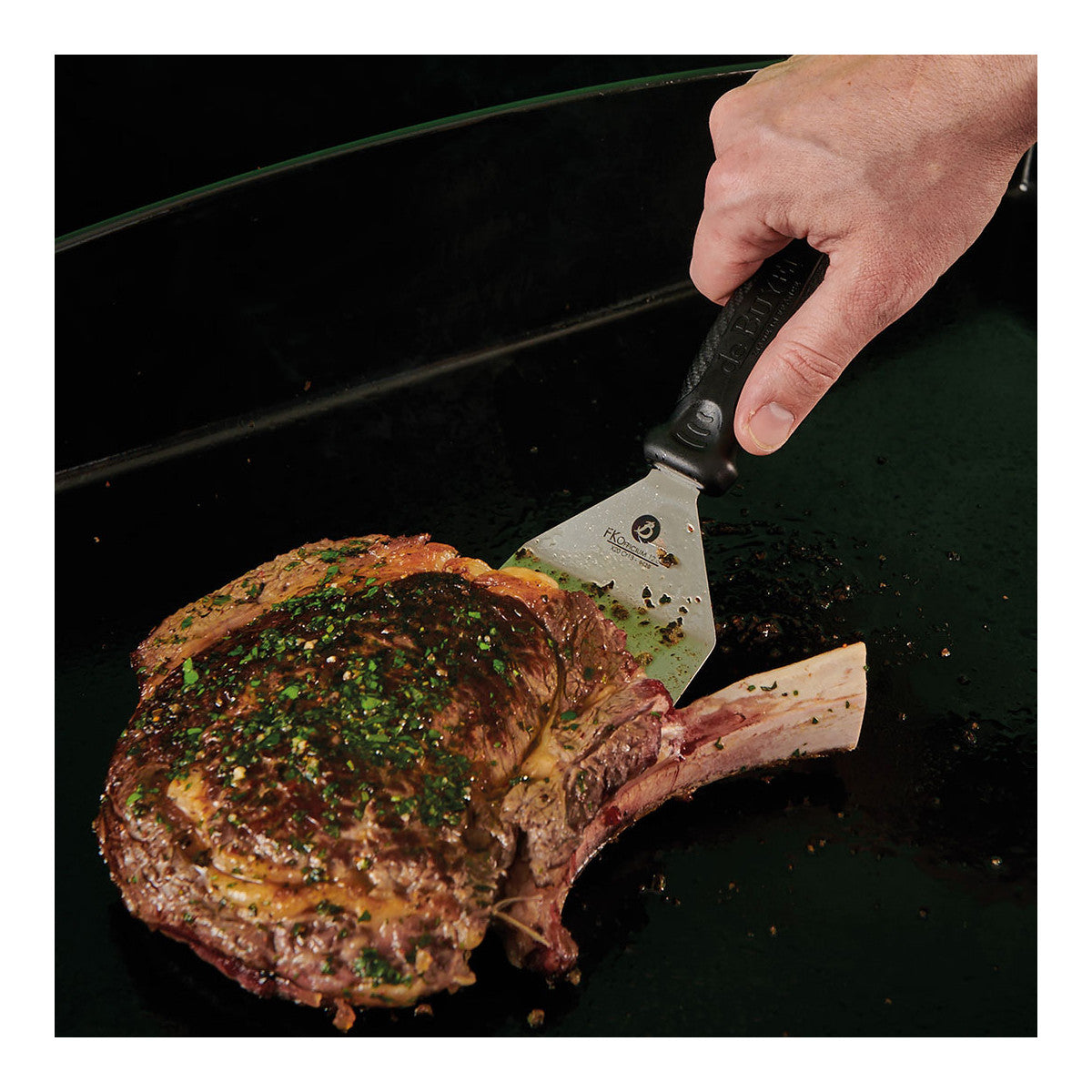 de Buyer Stainless steel sloted cranked spatula (FKO 12xm)