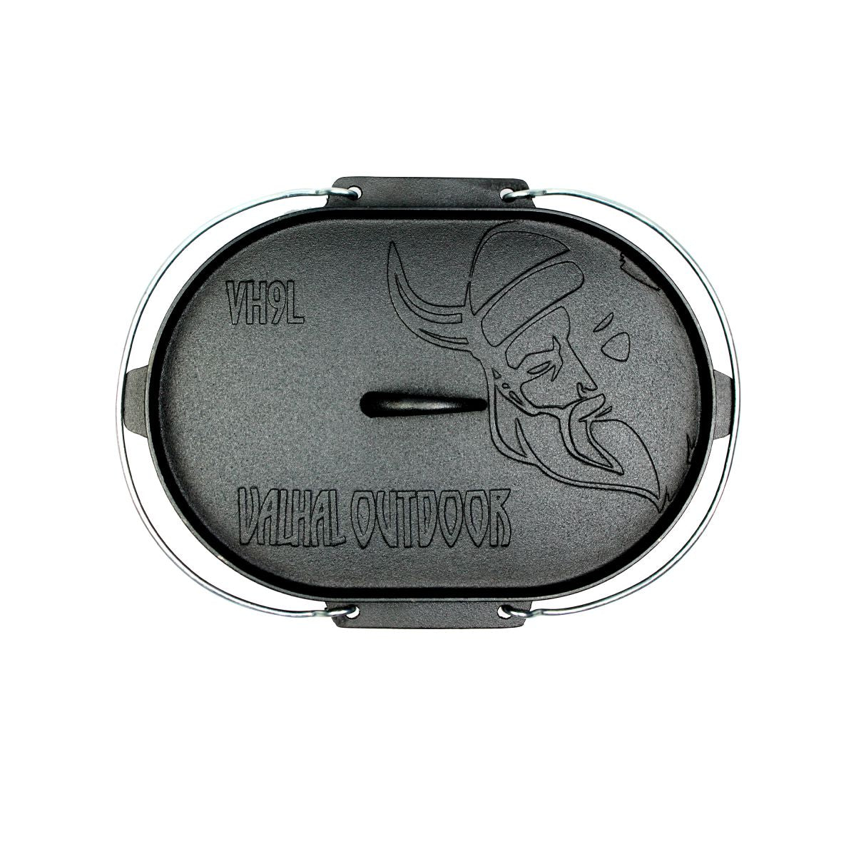 Valhal Outdoor Oval Dutch Oven with Grill Lid – Cast Iron 9L