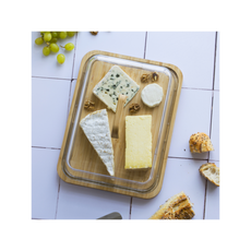 Pebbly Glass and Bamboo Cheese Board