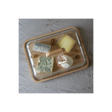 Pebbly Glass and Bamboo Cheese Board