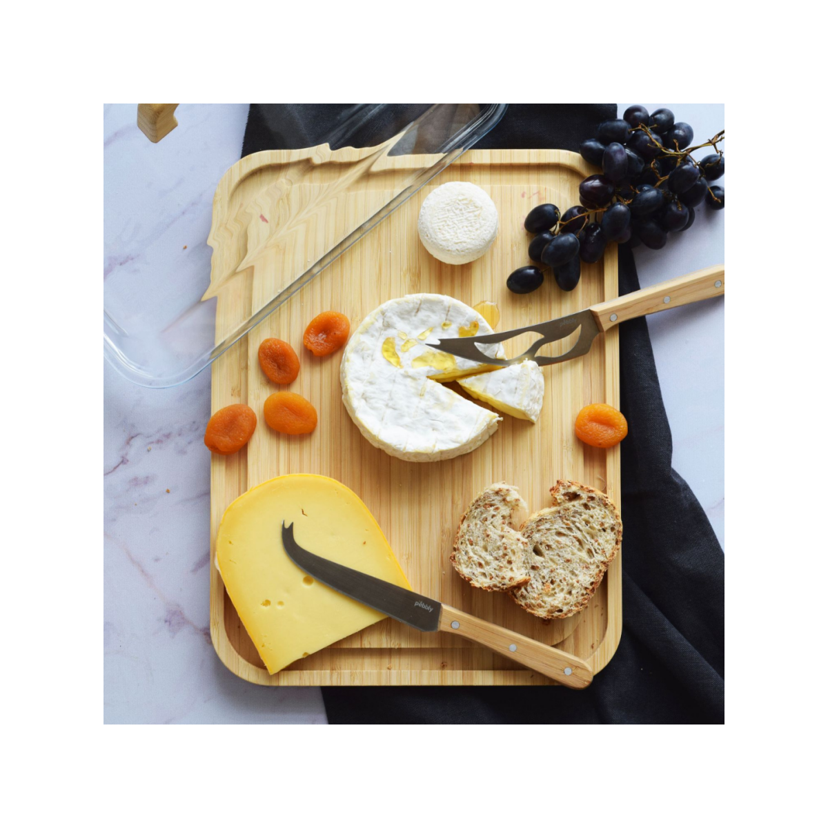 Pebbly Glass and Bamboo Cheese Board