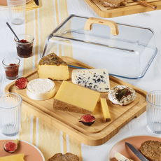 Pebbly Glass and Bamboo Cheese Board
