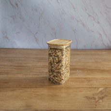 Pebbly Rectangular Glass and Bamboo Storage Canister