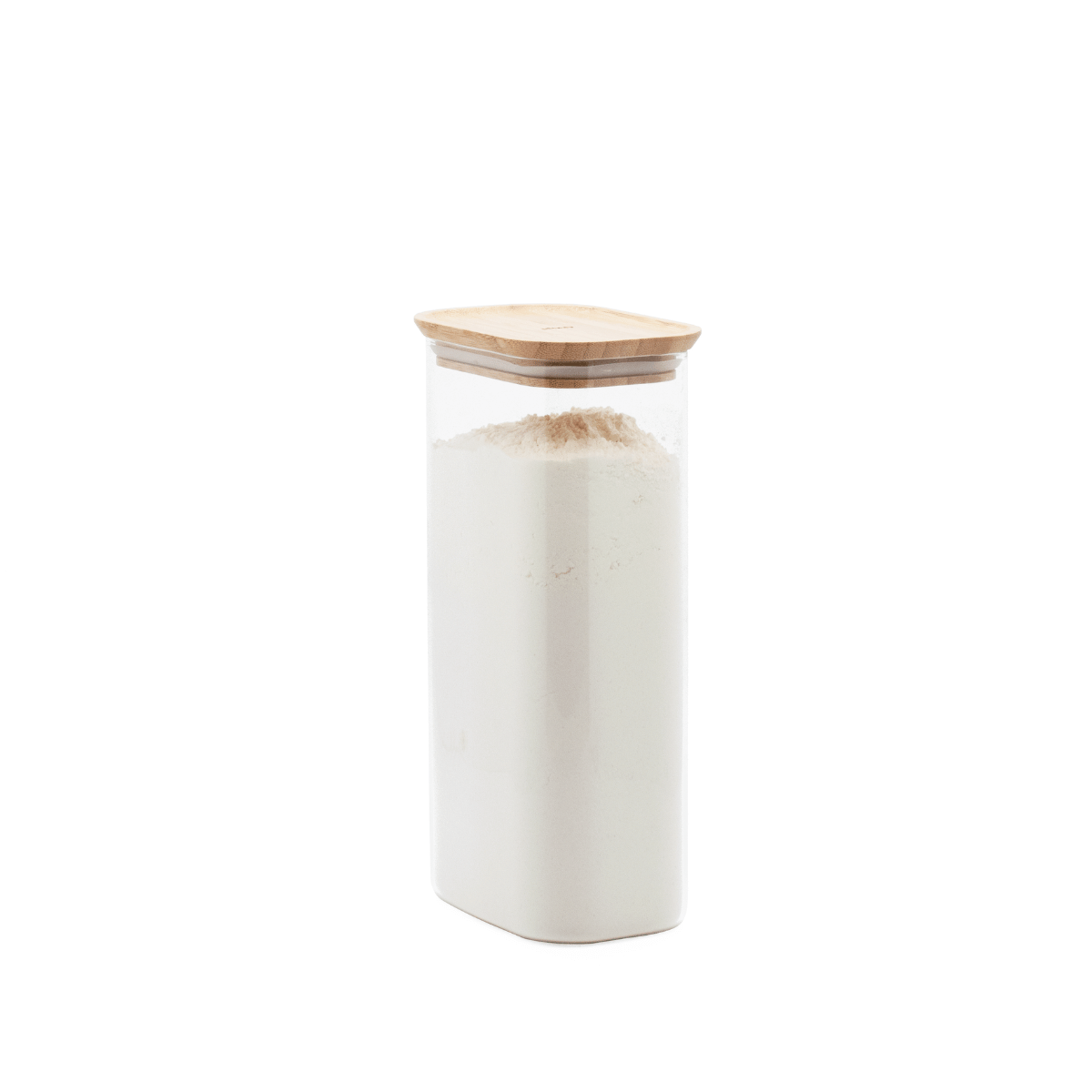 Pebbly Rectangular Glass and Bamboo Storage Canister