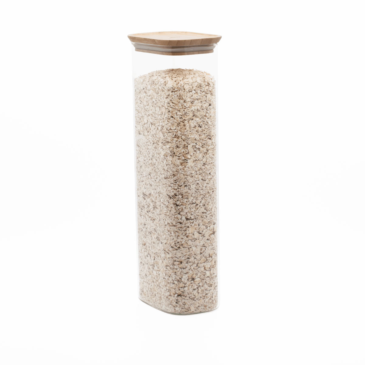 Pebbly Rectangular Glass and Bamboo Storage Canister