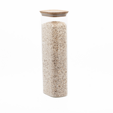 Pebbly Rectangular Glass and Bamboo Storage Canister