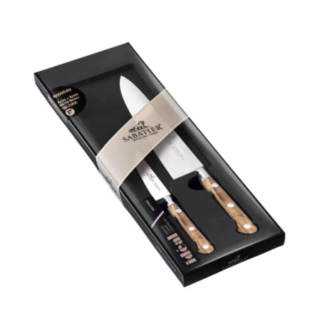 Lion Sabatier - IDEAL Olive Wood - 2-piece Knife Set (Chef & Pairing Knife)