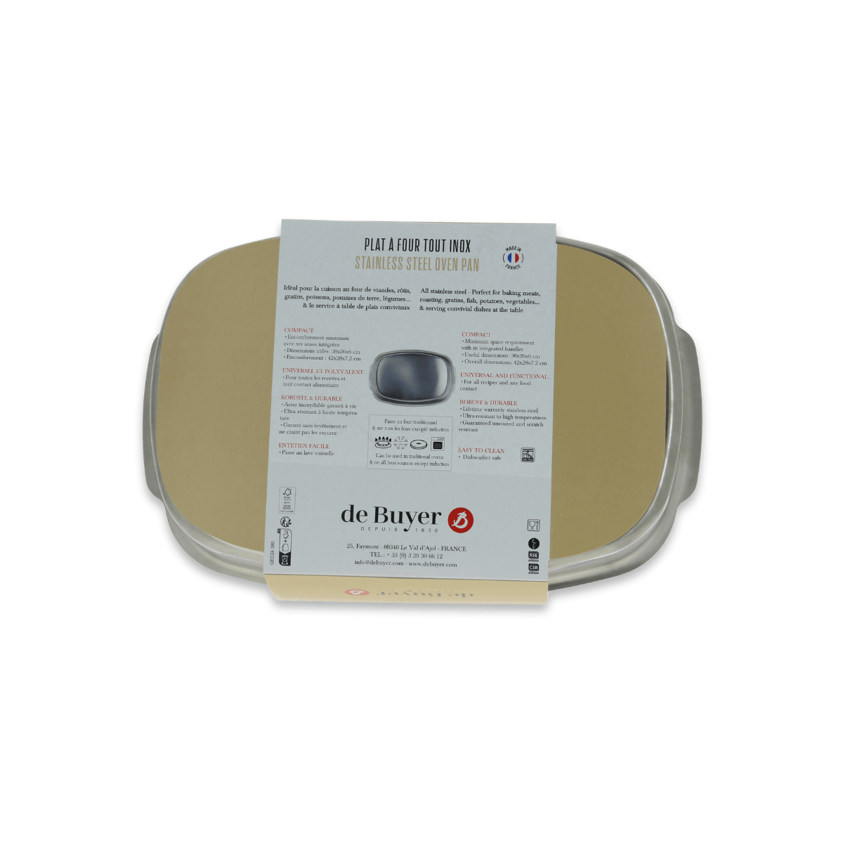 de Buyer Rectangular stainless steel roasting dish (38x26cm)