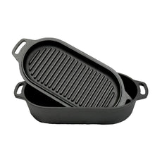 Valhal Outdoor Oval Dutch Oven & 2 Skillets – Cast Iron 2L