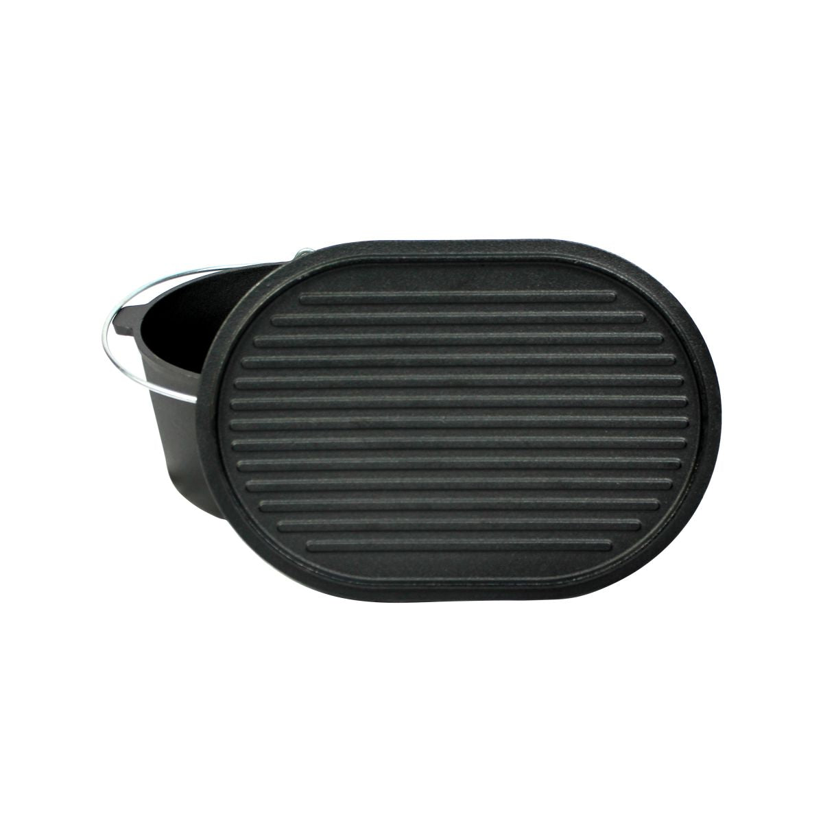 Valhal Outdoor Oval Dutch Oven with Grill Lid – Cast Iron 9L