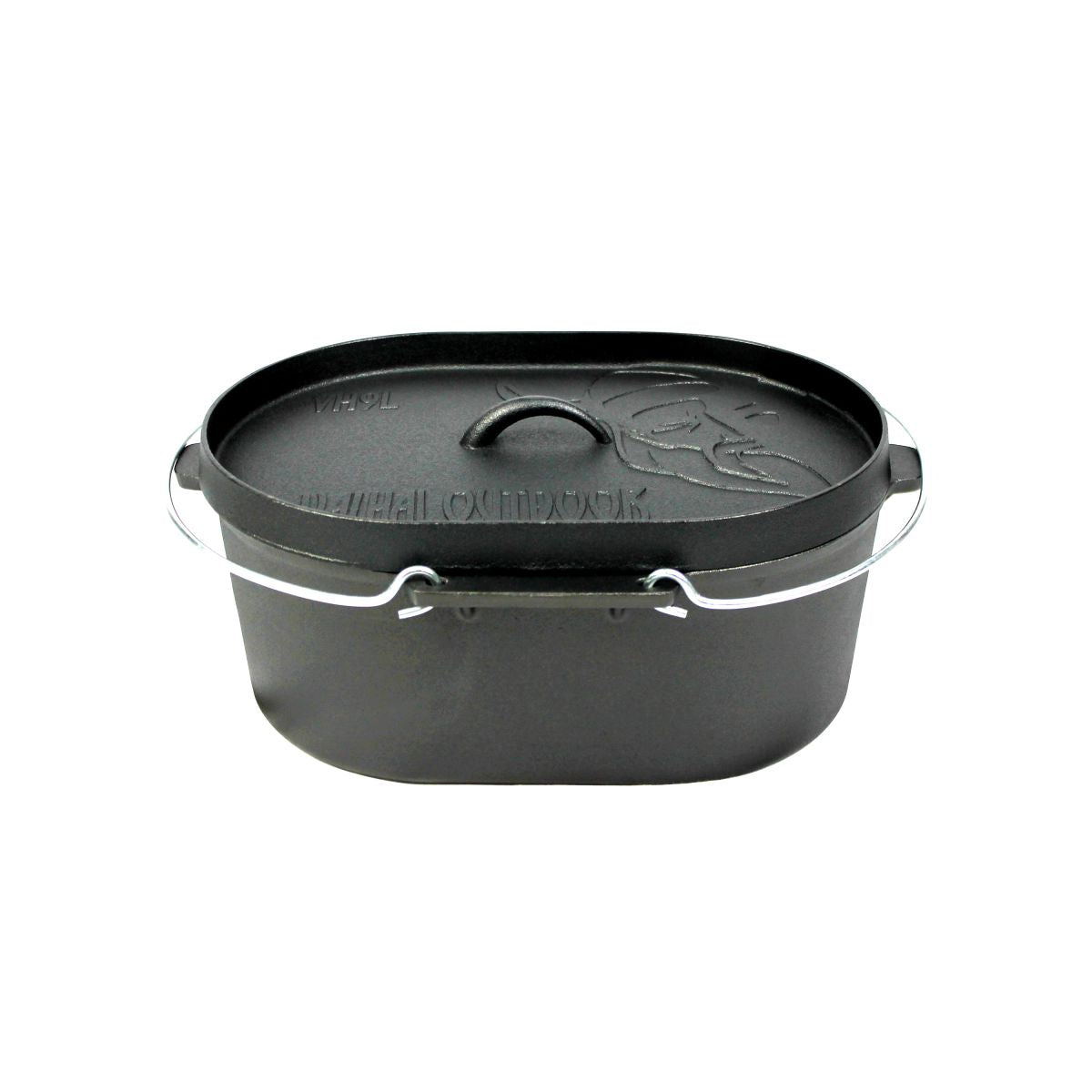 Valhal Outdoor Oval Dutch Oven with Grill Lid – Cast Iron 9L