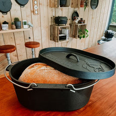 Valhal Outdoor Oval Dutch Oven with Grill Lid – Cast Iron 9L